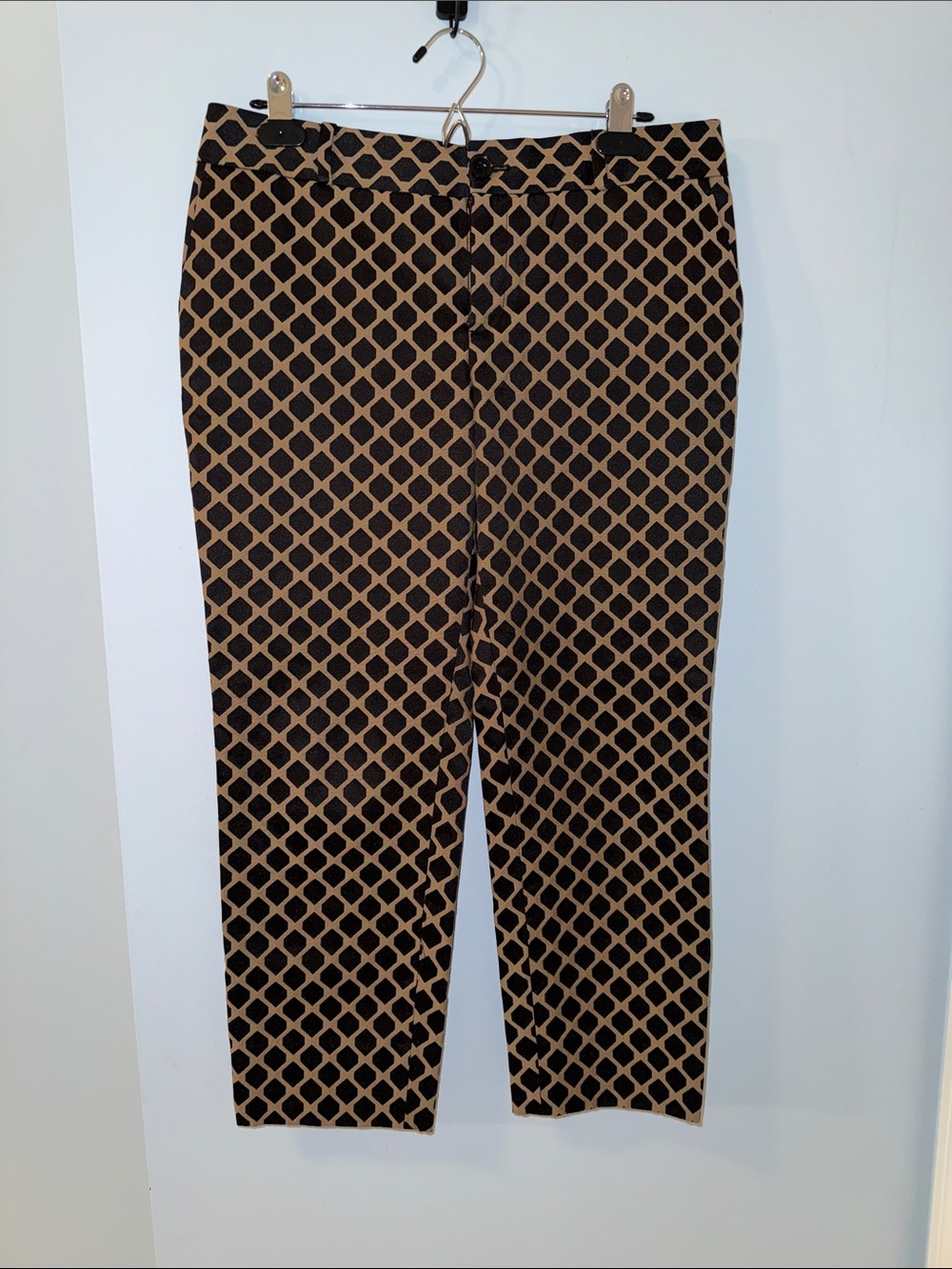 Banana Republic Straight Leg Geometric Print Pants - Black & Tan
